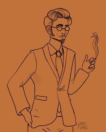 Smoking Man Lineart