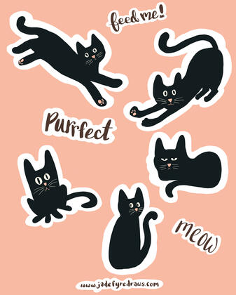 Black Cats Sticker Sheet Black Cats Sticker Sheet